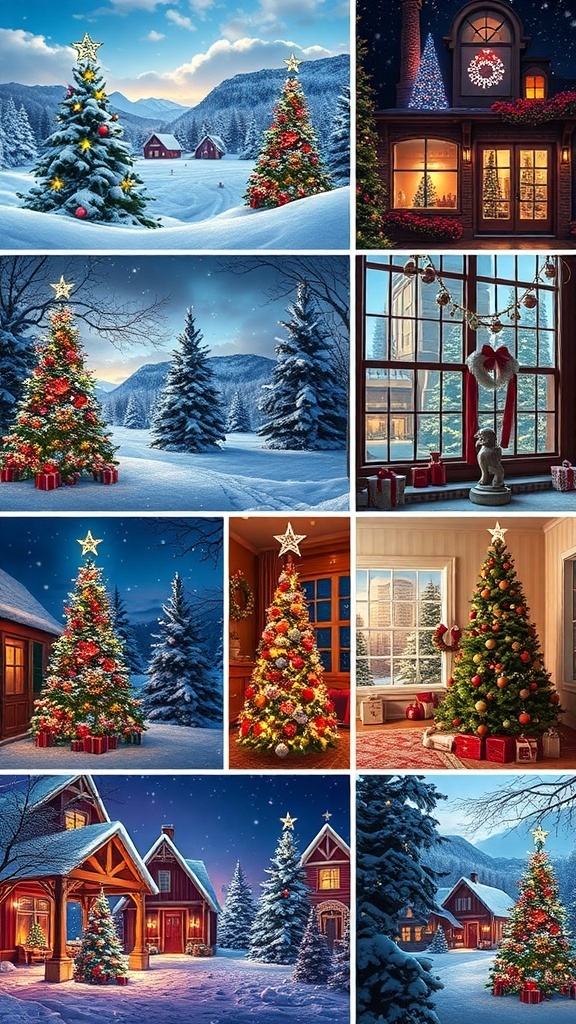 Aesthetic Christmas wallpapers for MacBook featuring winter scenes and holiday decorations.